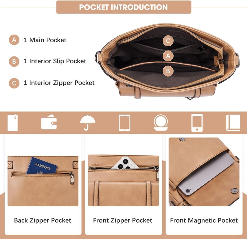 Roulens Crossbody Bags for Women,Multi Pocket Crossbody Purses Vegan Leather Shoulder Handbags Travel Purse Adjustable Strap - Image 3